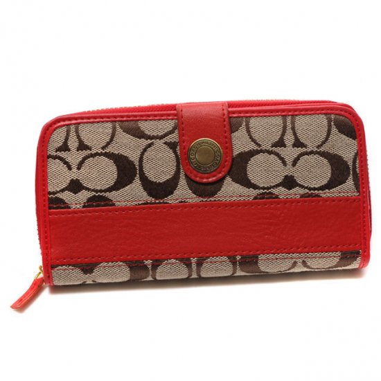 Coach In Signature Large Red Wallets CJO | Women